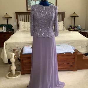 Size 8 sequined  Alex Evening Wear lilac evening gown